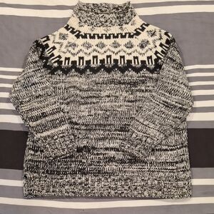 525 AMERICA FAIR ISLE WOOL BLEND Sweater Medium Black And White